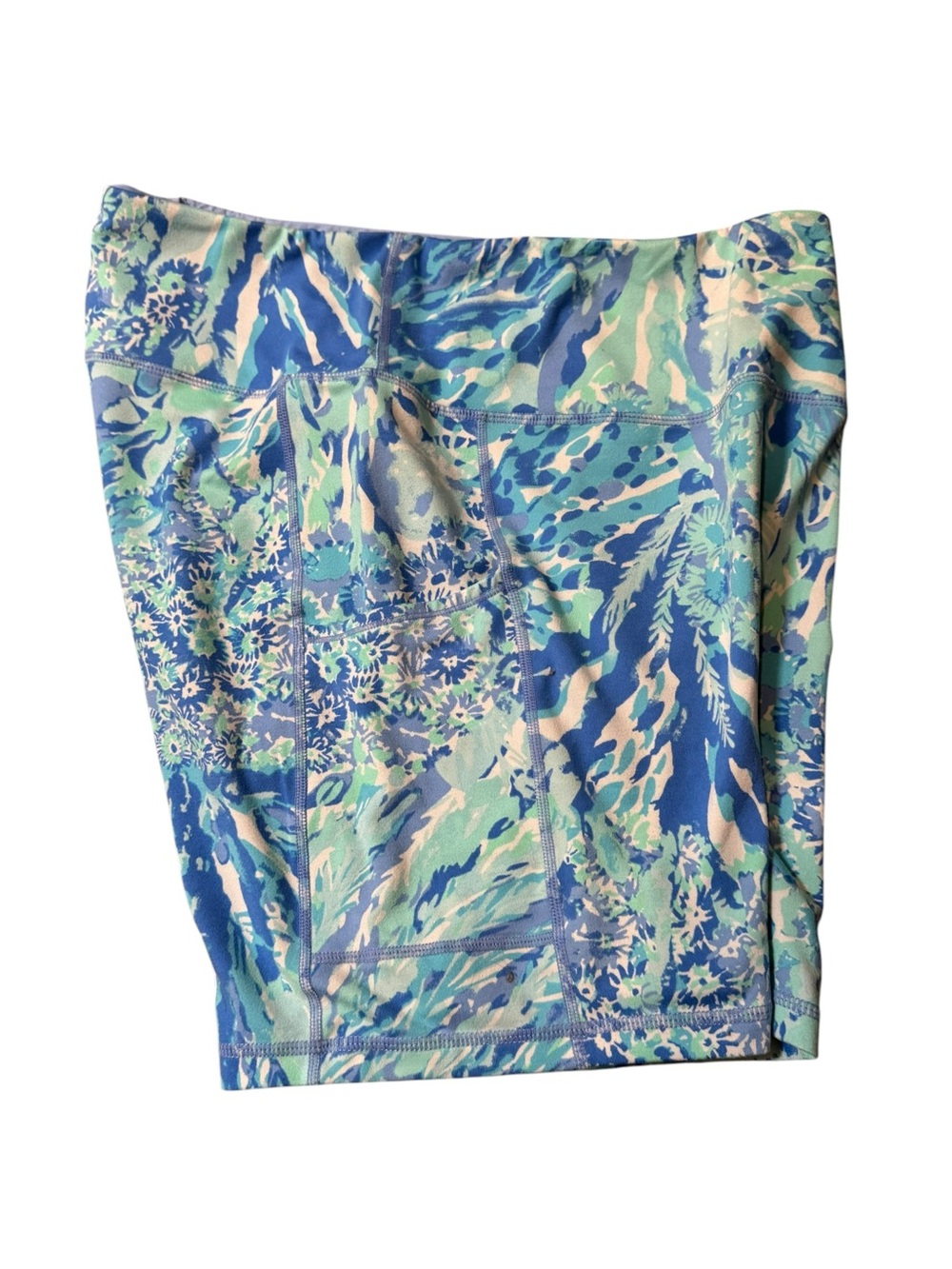 Lilly Pulitzer Blue and Aqua Printed Bike Shorts LIKE NEW - Picture 3 of 6